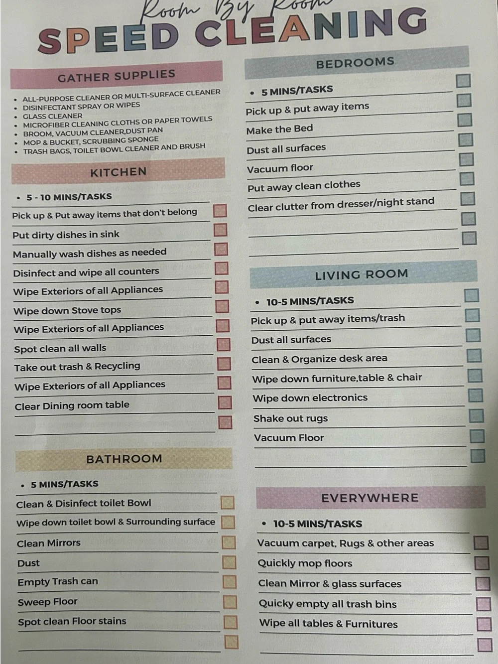 Autism/ADHD Cleaning Planner